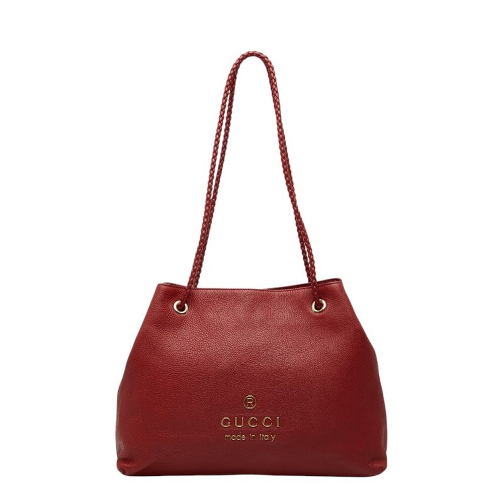 GUCCI Authentic Red Leather Shoulder Bag
